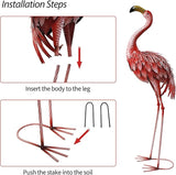 32-36 Inch Yard Flamingos Garden Statues, Metal Flamingo Outdoor Decor, Vibrant Flamingo Statues for Lawn, Backyard, Porch, Patio, Set of 2