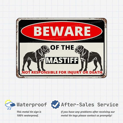 Beware Of The Dog Mastiff Sign Aluminum Metal Tin Signs Outdoor Yard Sign Warning Sign For Fence Yard Home Kitchen Farm Garden Wall Decor 8x12 Inch