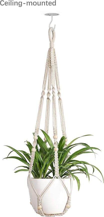 Mkono Ceiling Hooks for Hanging Plants, Metal Plant Hanger Bracket Wall Mount Hooks for Hanging Bird Feeders, Lanterns, Wind Chimes, Planters, Indoor&Outdoor Decoration Hooks (4-Pack) (White)