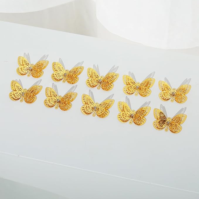 10pcs Gold Butterfly Hanging Suncatcher Parts Window Pendant DIY Metal Part Ornament Parts Gifts