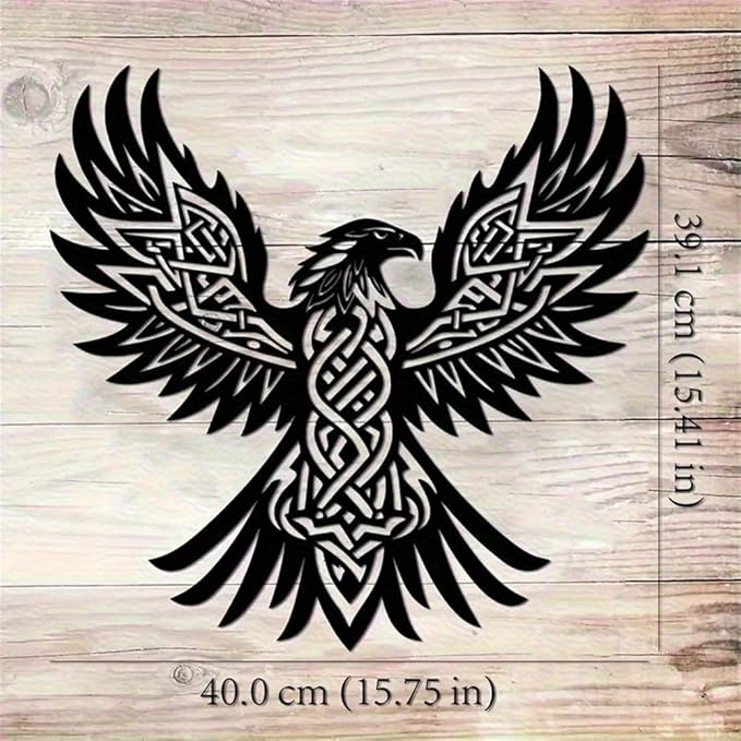 WPCJREU Totem Metal Wall Art, Eagle Feather Celtic Knot Iron Sculpture, Spiritual Tribal Decor for Living Room, Office & Patio