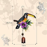 Bird Wind Chimes,Small Wind Chime for Outside,Mini Wind Bell,Toucan Outdoor Hanging Decor
