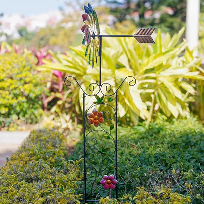 DREAMYSOUL Wind Spinner Outdoor, Colorful Wind Sculpture & Spinner, Weathervane with Decorative Trellis for Climbing Plants, Kinetic Wind Spinners for Yard