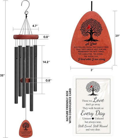 Cardinal Wind Chimes for Loss of Loved One, Sympathy Wind Chimes Home Decor Outdoor Garden, Gifts for Bereavement, Condolence, Funeral, Soothing Melodic Tones with Mute Option C2