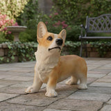 Brown Corgi Statues Outdoor Decorative, Dog Memorial Statue for Yard Lawn Patio Porch, Garden Pet Grave Marker Figures,