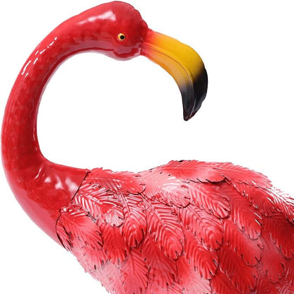 Red Flamingos Yard Decorations,2 Pack Extra Large 37.8" /35.4" Tall Iron Flamingo Sculptures Lifelike Flamingo Figurine Set for Home Patio Lawn Garden Art Backyard Decor