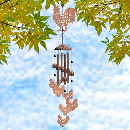 Chicken Wind Chimes for Outside Metal Windchimes Indoor and Outdoor Wind Chimes for Chicken Coop Chicken Art Hanging Decoration for Patio Garden Yard Chicken Pendant Thanksgiving Gift