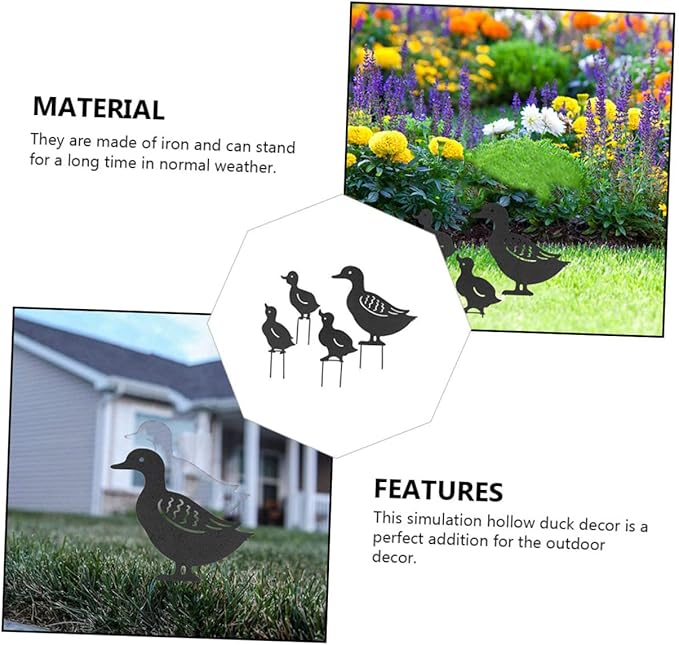 BESPORTBLE 4pcs Hollow Lawn Sculptures Metal Garden Decor for Backyard Unique Iron Garden Statues Outdoor Art Rustic Home Adornment