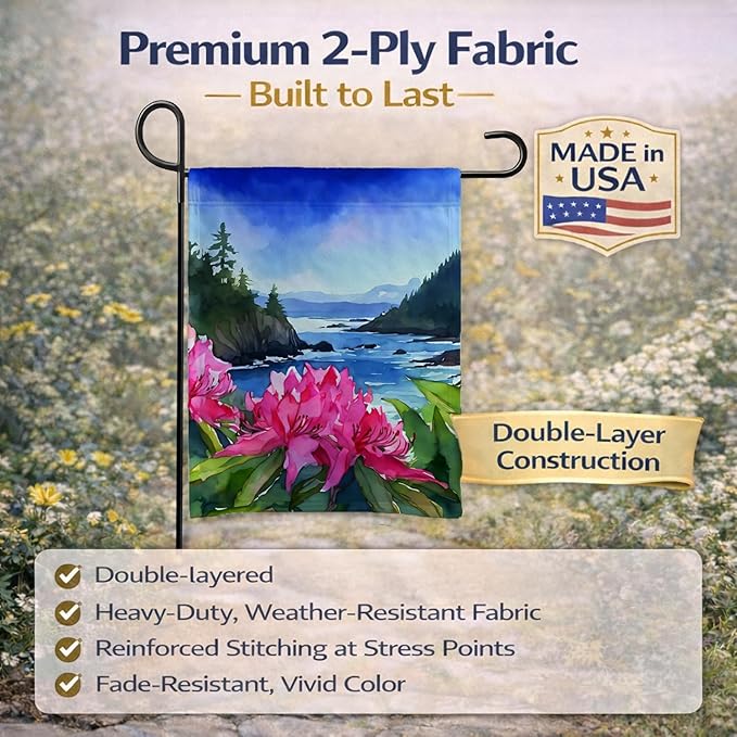 Caroline's Treasures Washington Coast Rhododendrons in Watercolor Garden Flag Mailbox Flag Decorative Yard Flag Banner Outside Patio Artwork Yard Flower Beds, Garden Size, Multicolor