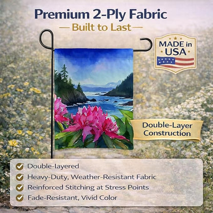 Caroline's Treasures Washington Coast Rhododendrons in Watercolor Garden Flag Mailbox Flag Decorative Yard Flag Banner Outside Patio Artwork Yard Flower Beds, Garden Size, Multicolor