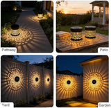 Solar Outdoor Fence Lights Decoration 2 Pack, Solar Wall Step Deck Lights Outdoor Garden Decor with Mandala Theme for Yard Art Porch Patio Backyard