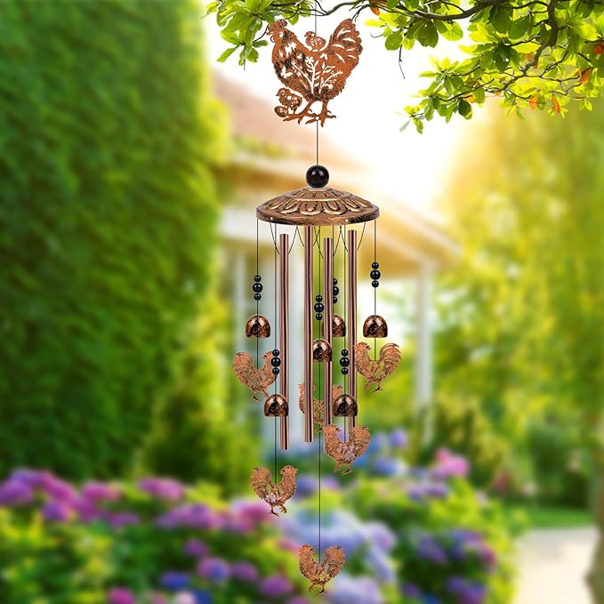 Chicken Wind Chimes for Outside - Farm Themed Wind Chimes Gifts for Women Men Farmhouse Chicken Festival Metal Windchimes Outdoors Decor for Home Yard Patio Garden Birthday Memorial