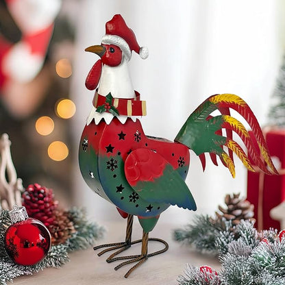 LIFFY Metal Rooster Yard Decor,18" Metal Chicken Outdoor Decor with Solar Light,Garden Rooster Statues for Outside,Patio Decorative Ornaments for Home Backyard Landscape