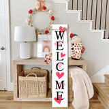 Valentine's Day Wooden Porch Sign 47" Spring Large Welcome Porch Sign for Home Front Door Yard Couple Party Decor (Red)
