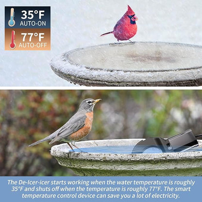 3PCS 250 Watt Bird Bath De-Icer with Thermostat, Cast Aluminum Submersible Chicken Water Heater, Heated Bird Bath, Power Cord 9.8 Ft
