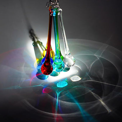H&D 6pcs 5.9inch Mix Color Large Crystal Raindrop Chandelier Prisms Hanging Drops Pendants DIY Parts