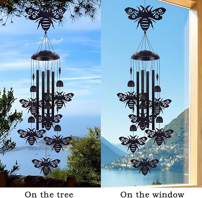 Bees Wind Chimes Outdoor Decoration, Mobile Wind Catcher, Retro Bee Wind Bells, Memorial Wind Chime, Blessing Windchime for Home, Balcony, Yard, Room, Xmas, Party, Indoor, Garden Decor, Gifts for Mom