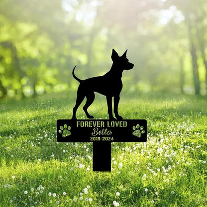 Custom German Pinscher Metal Memorial Garden Stake Personalized Pet Grave Marker Name Sign Remembrance Stake Decor Sympathy Dog Loss,Outdoor Statues for Yard Garden Lawn Patio Pathway Grave.