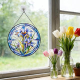 7.87" Sun Catchers Indoor Window,Butterfly Stained Glass Window Hanging, Window Suncatcher Hanging Ornaments Wall Art, Hand-Painted Glass Panel Home Decor (Style N)