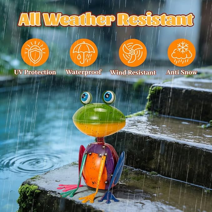Frog Garden Decor Metal Yard Art Rustproof Garden Statues Outdoor Figurines for Patio Porch Lawn Gardening Gifts