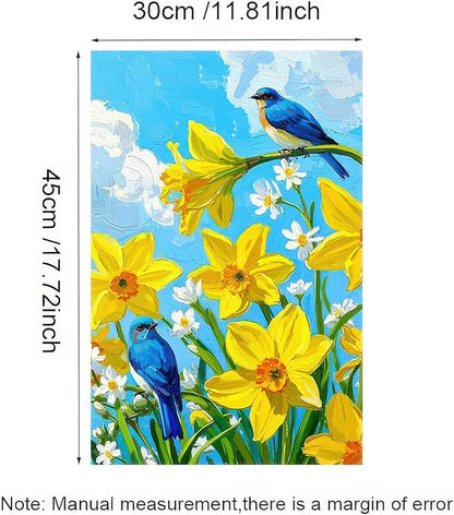 BlissYard Welcome Spring Garden Flag 12x18 Double Sided Bluebird Hummingbird Seasonal Small Flags For Outside Outdoor Decor Yard Farmhouse Holiday Spring Summer Decorations Yard Flags