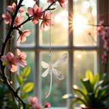 Dragonfly Pendant, Dragonfly Shape Rainbow Maker Hanging Crystal for Windows Garden Tree Car Wedding Room Decoration(15X15cm)