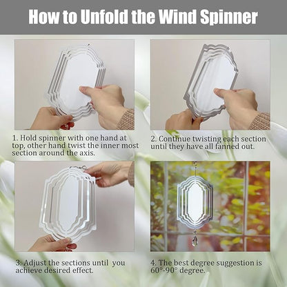 4Pack 8inch Sublimation Wind Spinner Blanks 3D Aluminum Metal Wind Sculpture Kinetic Spinners for Yard and Garden Indoor Art Ornaments Hanging Decoration (Vintage Frame)