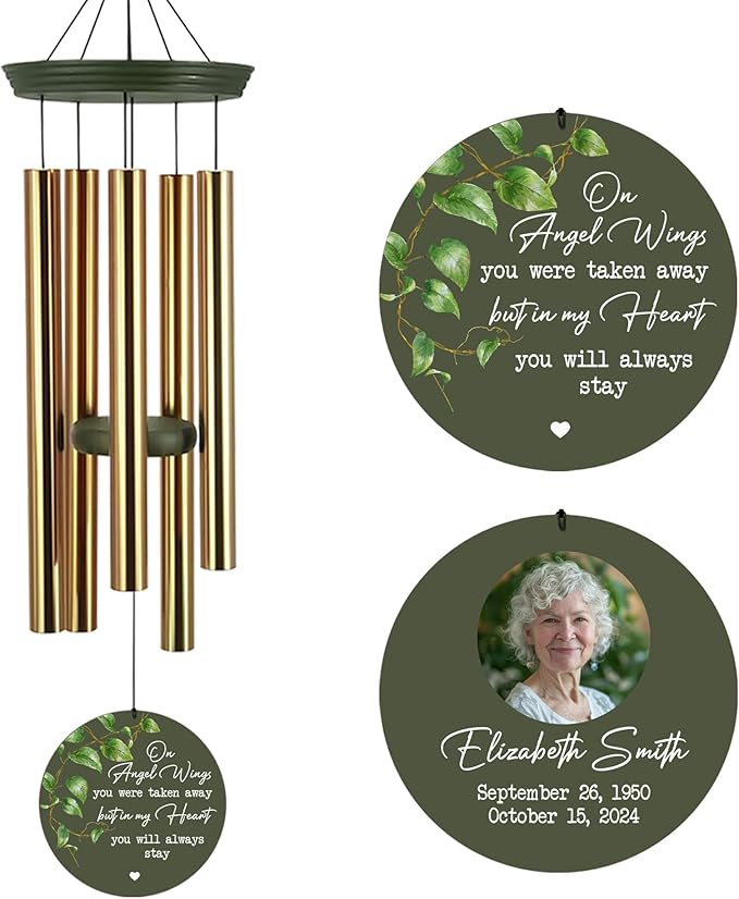 ASTARIN Customized Wind Chimes Memorial, Sympathy Gifts for Loss of Mom Dad Son, Grief Gifts for Women, Condolences Wind Chime Gift Idea, Wooden Windchime Deep Tone(Produced in USA)