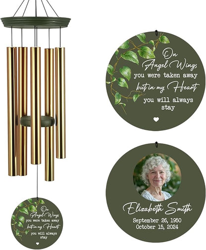 ASTARIN Customized Wind Chimes Memorial, Sympathy Gifts for Loss of Mom Dad Son, Grief Gifts for Women, Condolences Wind Chime Gift Idea, Wooden Windchime Deep Tone(Produced in USA)