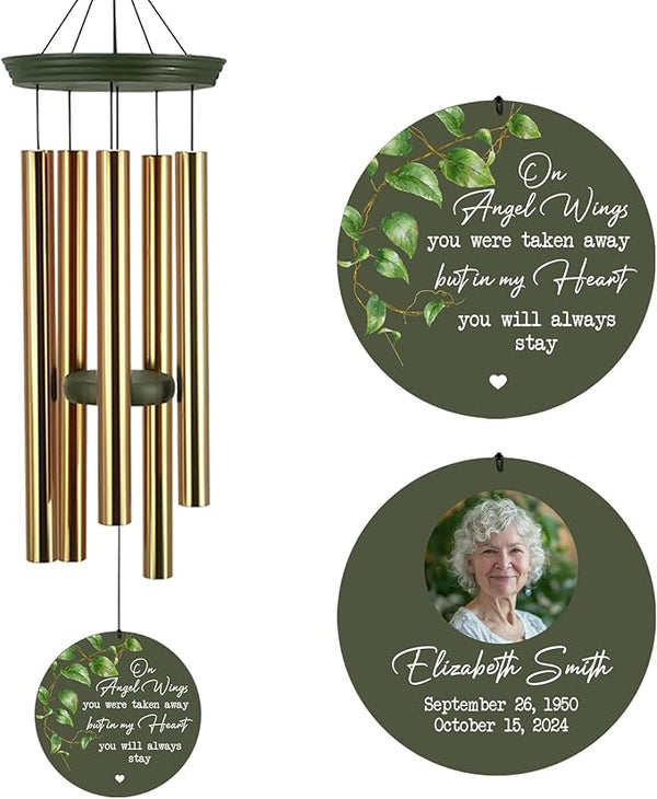 ASTARIN Customized Wind Chimes Memorial, Sympathy Gifts for Loss of Mom Dad Son, Grief Gifts for Women, Condolences Wind Chime Gift Idea, Wooden Windchime Deep Tone(Produced in USA)