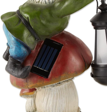 Zingz & Thingz Day & Night Garden Décor Solar Statue Figurine, 5.5x8.5x13, Gnome Mushroom