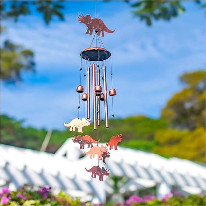 Dinosaur Wind Chimes Outdoor Dinosaur Gifts for Women Men Mom Dad Birthday Unique Gardening Gifts Metal WindChimes for Outside/Indoors, Lawn, Patio, Home, Yard Decor, Garden Decorations