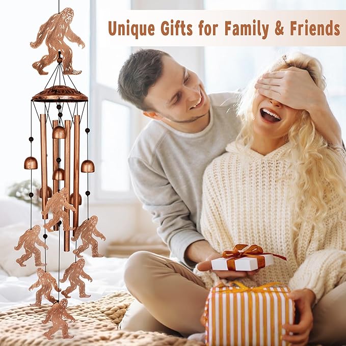 GDNSFIT Bigfoot Wind Chimes for Outside, Metal Windchimes Outdoors, Bigfoot Gifts for Women/Men, Memorial/Birthday Gifts, Garden Decor for Outside, Patio or Yard, Durable Chimes for Outdoors