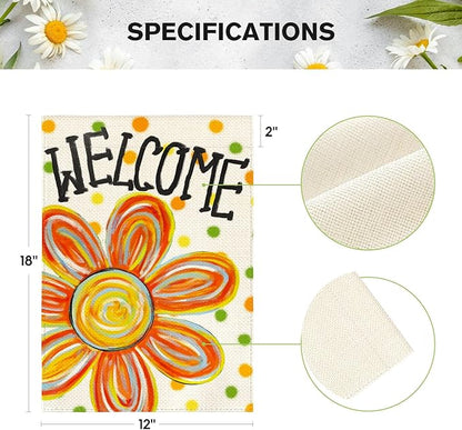 AVOIN colorlife Summer Floral Garden Flag 12x18 Inch Double Sided Outside, Welcome Seasonal Polka Dots Yard Outdoor Flag