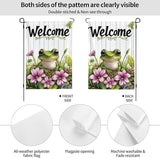 Welcome Frog Pink Flowers Garden Flags 12×18 Inch Double Sided Decorative Yard Banner Seasonal Flag for Outdoor Outside Decor