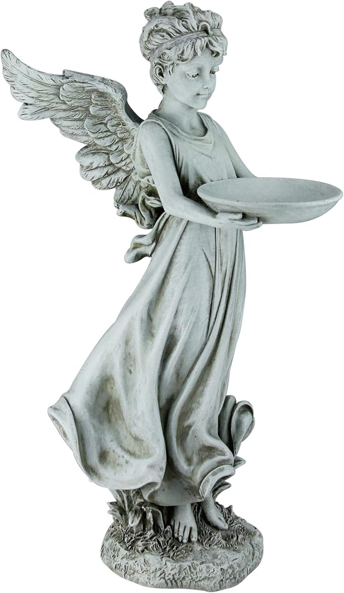 Joseph's Studio by Roman, 18" H Angel Birdfeeder Garden Statue, Religious Outdoor Decor