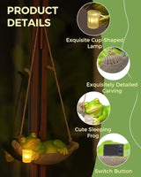 Solar Garden Frog Statue Sleeping in Hammock Resin Indoor Outdoor Lights Hanging Garden Frog Decor Mom Dad Gifts for Patio,Yard