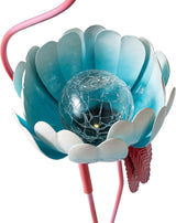 Glitzhome Solar Flamingo Garden Statue, 26.25 Inch Metal Outdoor Solar Light with Colorful Sculpture and Blue Bowl, Weather-Resistant Solar-Powered Decor for Yard, Patio, Lawn