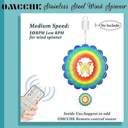 Wind Spinners Outdoor, 12In Stainless Steel Spinfinity Wind Spinner, Wind Chimes for Outside, 3D Kinetic Hanging Sculpture, Metal Yard Spinners, Butterfly Decorations, Garden Gifts Women