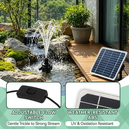 50W Solar Water Pump Kit with Battery Backup, 800L/H Solar Powered Fountain Pump for Bird Bath, Fish Tank, Small Pond & Garden Irrigation Outdoor Water Feature Kit with Adjustable Flow Switch