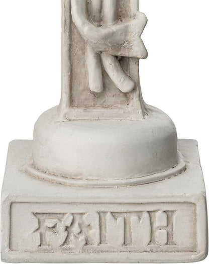 Glitzhome Holy Cross with Lily Garden Statue MGO Outdoor Decoration, 13.75" H, Ash Gray