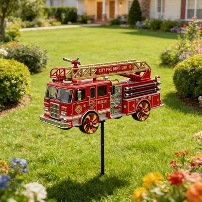 Fire Truck Garden Wind Spinner, Decorative Fire Truck Wind Spinner Outdoor Garden Art, Yard Decor Outdoor/Indoor Decoration, Dynamic Art Hanging Sculpture, for Women, Mom, Men, Dad