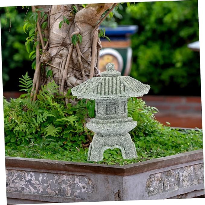 Yardwe 4pcs Miniature Sandstone Pagoda Statues Zen Decor for Use Japanese Lantern Sculptures for Bonsai and Aquariums