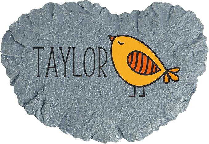 Let's Make Memories Personalized Garden Décor - Custom Garden Stone - Keepsake - for Mom or Grandma - for Her - Laser Engraved - Durable Resin - Small Stone - Striped Bird Design