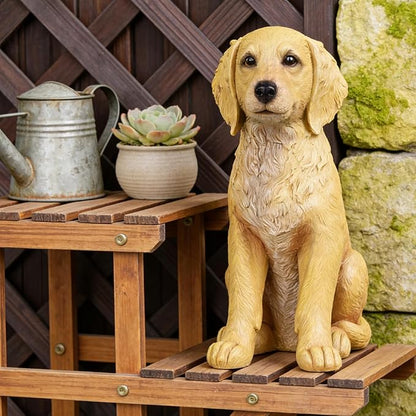 Dog Statues Lawn Decorations - Large Pet Figurines Garden Decor Golden Retriever Leprechaun Statue for Outside Patio Yard Decorations Outdoor Puppy St Patricks Day Gift for Woman 11x5.5x13 inch