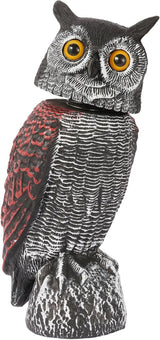 Fake Owl Decoys to Scare Birds Away-15.8 Inch, Rotating Head Sculptures, Nature Enemy Scarecrow Plastic Owl Statues, Bird Control and Pigeon Deterrent Outdoor for Outside, Patio, Yard