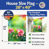 Caroline's Treasures Iowa Wild Prairie Roses in Watercolor House Flag Large Porch Sleeve Pole Decorative Outside Yard Banner Artwork Wall Hanging, Polyester, House Size, Multicolor
