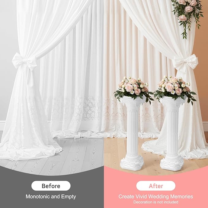 2pcs Wedding Roman Column, White Roman Pillar Wedding Party Columns and Pillars Artistic Columns Statue Columns and Pedestal Stand Holder for Gardens, Patios, Weddings, Parties