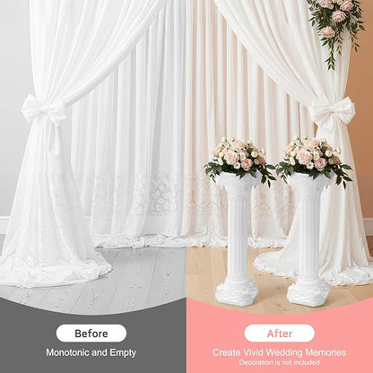2pcs Wedding Roman Column, White Roman Pillar Wedding Party Columns and Pillars Artistic Columns Statue Columns and Pedestal Stand Holder for Gardens, Patios, Weddings, Parties