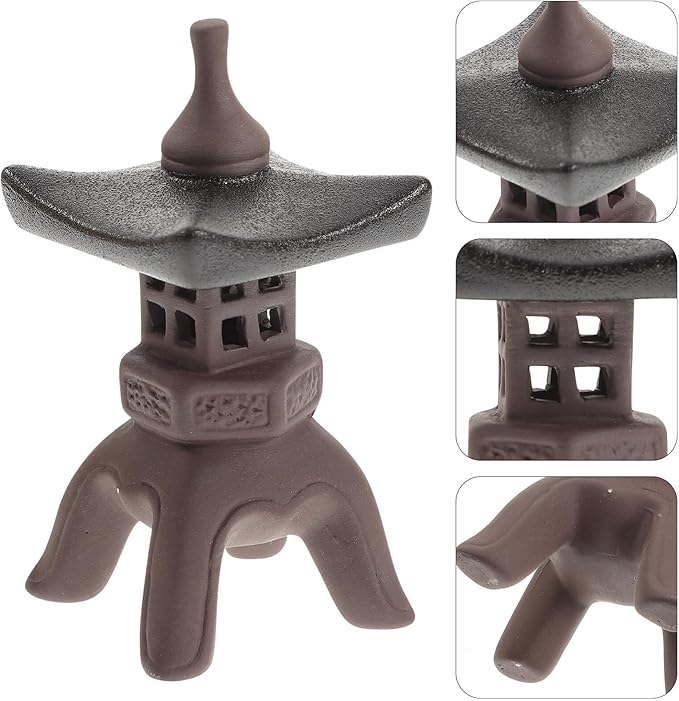balacoo Chinese Style Lighthouse Ornament Led Stone Lamp Retro Vintage Home Office Desk Patio Garden Decoration Sculpture
